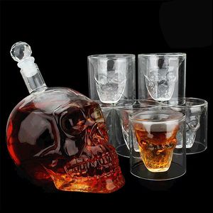 Vingglasögon 125-1000 ml High-End Creative Skull Glass Whisky Vodka Crystal Bottle Spirits Cups Transparent Drinking Bar Home 230225