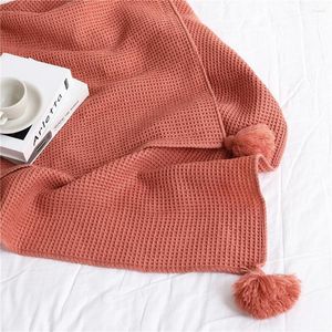 Blankets Woven Waffle Sofa Blanket Home Textile Summer Knee Solid Color Small Office Nap Quilt Throw Room Decoration