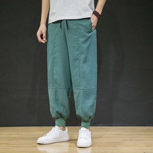 Pantaloni da uomo Hot Summer Men's New Ice Silk Cotton Lino Bloomers larghi Pantaloni con fascio stile cinese Retro Allmatch Tuta Z0225