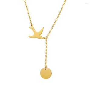 Kedjor Ropuhov 2023 Design Metal Girls Disk Titanium Bird Round Pendant Colorfast Necklace Jewelry Gift for Women