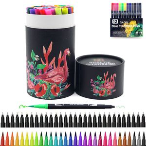 Marker 12 24 60 100 132 Farben FineLiner Zeichnen Malen Kunstmarker Doppelspitze Kalligraphie Schulbedarf 230224