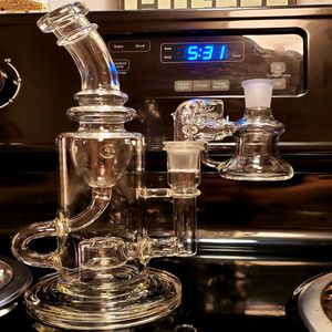 Mothers-shop 10 inch tall hookahs Klein glass bong Dab Rig Oil Rigs Glasses Recycle Smoking water pipe functional bongs Clear joint 14 mm thick glass