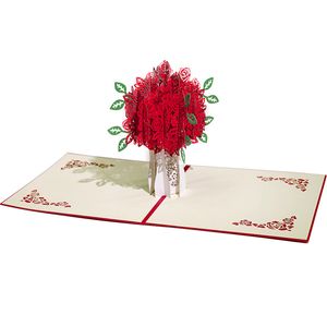 3D Pop Up Rose Cartões Convite de casamento Cartão de felicitações de Ação de Graças Cartão de parabéns do Dia dos Namorados Tarjetas De Felicitacion De Rosas Emergentes 3D