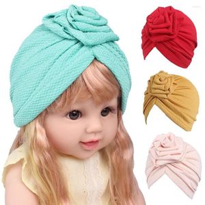 Chapéu de chapéu de chapéu infantil de cor sólida de cor multicolor garotas meninas boho carter rosa flor de lenço de lenço tampa de cabeça de turbante