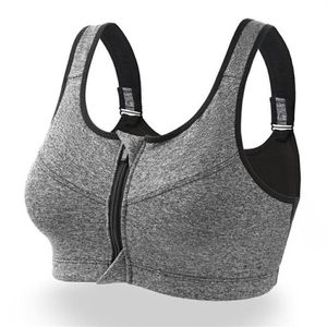 Ajuste Women Women, executando fios acolchoados de sutiã esportivo à prova de choque com zíper frontal de alto impacto Tops de fitness de sutiãs215w