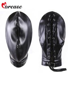 Morease Maschera Bondage Sexy Fetish Copertura Completa Giocattolo Del Sesso Per Donna Coppia Maschile Cappuccio In Pelle BDSM Giocattoli Erotici Sexo Giochi Per Adulti Y181007028856418