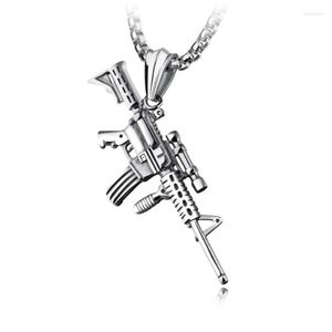 Ketten Gun Form Anhänger Hip Hop Schmuck Gold Farbe Armee Stil Männlich 60 cm Kette Männer Halsketten Gothic