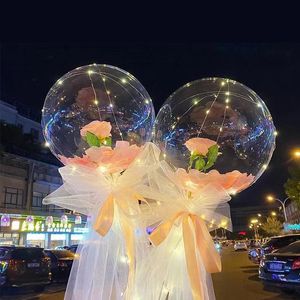 Led Light Up Bobo Balloons Novely Lighting Set 20in Transparent Glows Bubble Partys Decors Oemled