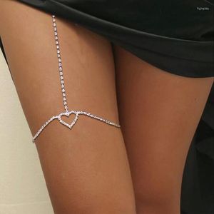 Anklets Bohemian Crystal Heart Leg Chain Sexig lårsmycken för kvinnor i midjan Belly Body Rhinestone strumpeband