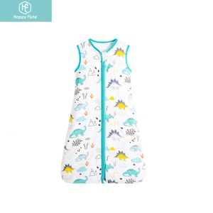 Pyjamas Happy Flute Summer Single Layer Vest Sleeping Bag Born SleepSacks With Zipper Boys Girls Sleeveless Slaapzak Anti Kick Quilt 230224