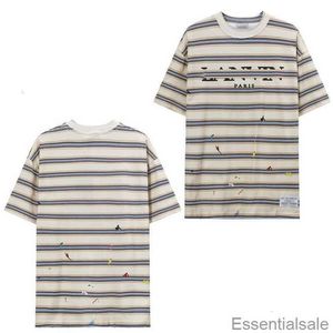 Kvinnor T-shirts Herr Lanvins Pure Cotton Shorts ärmar T Skjortor Summer Wear Stripe Mönster Sweatshirt Crewneck Loose Casual Quick Dry Sports Tees i97a