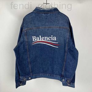 Men's Jackets designer Back of home Cola embroidery wash water blue Paris band loose denim jacket RP3V