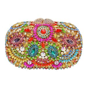 Kvällspåsar Designer Crystal Women Clutches Purse Wedding Bride Indian Handbag Party (88304-B) 230225