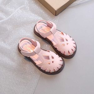 Sandals 2023 New Vintage Girl's Sandals Summer Children's Shoes Kids Baby Flat Nonslip Beach Sandals Hollow Out Kids Shoes H142 Z0225