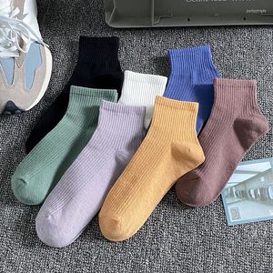 Women Socks Solid Color Morandi Striped Vertical Sports Casual Fashion Comfortable Breathable Bottom