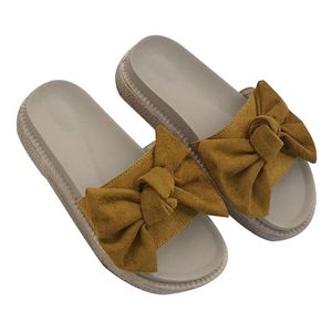 Sandaler Summer Beach tjock botten Casual Platform Slipper Women Sandal Flat Daily Fashion Wedge Bow Knot Ladies Round Toe Nonslip