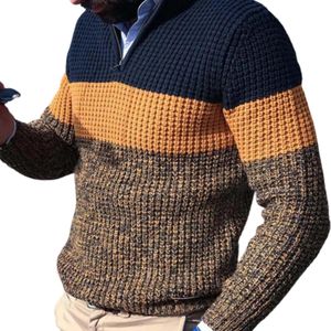 Men's TShirts Plus Size Men Knitted Sweater Autumn Winter Fashion Pullover Jumpers Long Sleeve V Neck Color Block Streetwear 230224