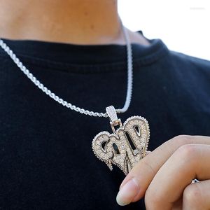 Chains Hollow Out Heart Shape Pendant&Necklace Copper Gold Silver Color Bling Micro Paved Cubic Zircon Hip Hop Jewelry Gift For Men