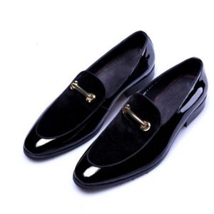 Klänningskor Luxury Business Oxford Leather Men Breattable Patent Formell Plus Size Man Office Wedding Flats Man Black 230224