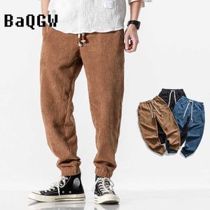 Herrbyxor Autumn Solid Color Corduroy Casual Baggy Pants Men's Clothing Plus Size Casual Pants Streetwear Work Byxor Hip Hop Tracksuit Z0225