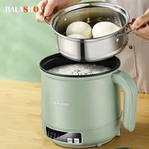Other Kitchen Tools Mini Multifunction Electric Cooking Machine 17L SingleDouble Layer Pot Intelligent Rice Cooker Nonstick Pan Pots 230224