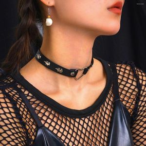 Collana girocollo per personalità femminile Collana con colletto di Halloween Dolce nero freddo PU Regali da damigella d'onore gotici