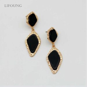 Charm Rhombus Black Sergrings Hell Gold Metal Post Stud для женщин Dangle Dangle Fashion Jewelry нерегулярный подарок New Styles 2022181 G230225