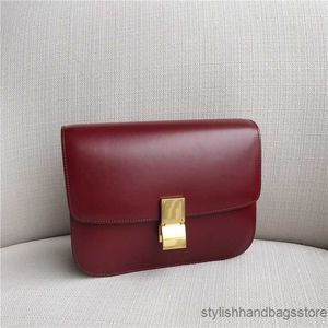 Genuine Leather Handbags Tofu Shoulder Messenger Stewardess Retro Simple Female Bag 2023 Q1127