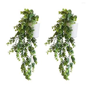 Decorative Flowers Pack Of 2 Artificial Plant Decoration Plants Leaves Vine Wall Mounted Living Room Bedroom Kitchen Bathroom Balcony