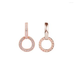 Hoop Earrings Rose Gold Sparkling Double Sterling Silver Jewelry For Woman DIY Wedding Party Make Up Accessories