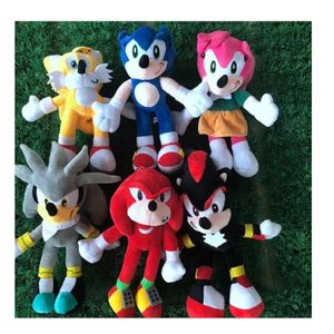 28 cm de nova chegada Sonic the Hedgehog Tails Knuckles Echidna Backed Animals Plush Toys Gift