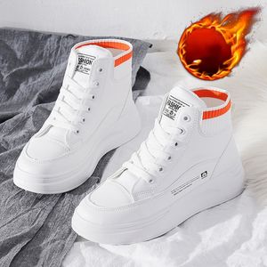 Dress Shoes Women Sneakers Designer Brand Women's Shoes Autumn Winter Leather Booties High-top White Wedges Platform Shoes Woman 230225