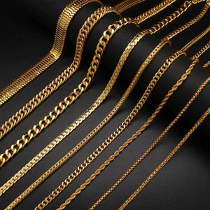 Hip Hop Shiny 18k Real Gold Plated Cuba Rope Snake Chain Halsband för män Kvinnor Present Fashion Jewelry Accessories316U