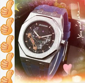 Crime Premium Herr Big Stopwatch Watch 42mm Quartz Movement Man Time Clock Rostfritt stål Gummiband Safirglas Armbandsur Födelsedagspresenter Montres de luxe