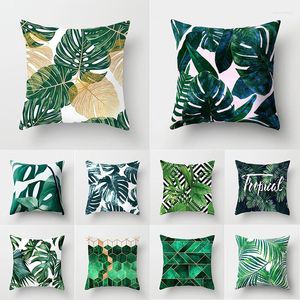 Pillow Green Tropical Leaves Cactus Sofa Cover Marble Geometric Polyester Case Bedroom Letter Pillowcase