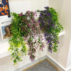 Dekorativa blommor konstgjorda växtväggar hängande dekor lämnar vinstockar rum plast blad gräs bröllop fest leveranser hem dekoration girland