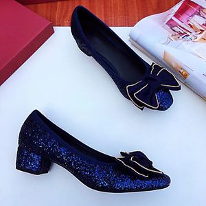 Dress Shoes 3cm Low Heel Glitter Elegant Bridal Wedding Black Pumps Luxury Designer High Office Lady Working 230225