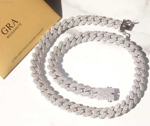 Hotsale Hip Hop Rapper Chain 13mm Wide With 3Rows 925 Silver Necklace D/VVS Moissanite Necklace Iced Out Cuban Link Chain