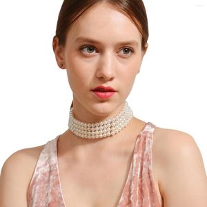 Choker Elegant White Simulated Pearl Multilayer Necklace Round Bead Wedding Gifts For Women Girl Fashion Jewelry