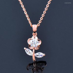 Pendant Necklaces LEEKER Korean Fashion Rhinestone Flower Necklace For Women Choker Link Neck Chains Wedding Accessories 082 LK6