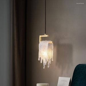 Pendant Lamps Full Copper Lamp For Bedside Chandelier Bedroom Small Luxury Modern Simple Long Suspension Wire Single Head Night Light