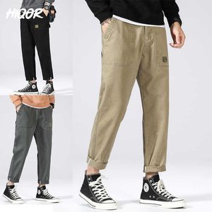 Męskie spodnie HIQOR 2022 Wiosna nowe męskie spodni Fibre Casual Spodnie Klasyczny styl Business Fashion Khaki stretch bawełna spodnie męskie ubrania marki Z0225