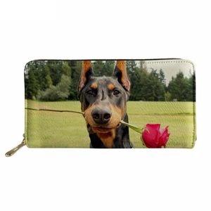 Wallets Cute Animal Doberman Dog/Puppy Printed Woman Man Long PU Leather Brand Design Large Clutch Cash Card Holder Murse Sumka