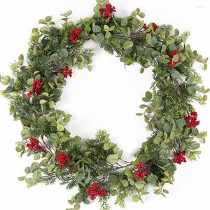 Decorative Flowers 180cm Luxury Christmas Garland Decoration 2023 Artificial Red Berries Green Pine Trees Fir Garlands For Home Interior