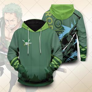 Herrtröjor tröjor anime roronoa zoro cosplay costume hooed utomhus män kvinnor