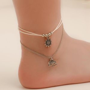 Anklets Anklet Fashion Sexy Jewelry 2023 Sliver For Women Elephant Sunflower Pendant Barefoot Ankle Bracelet On The Leg Chain