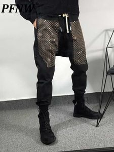 Men's Pants PFNW Sequin Stitching Harem Pants Men's Hip Hop Style Streetwear Elastic Waist Casual Loose Harajuku Trousers Male 12A1593 Z0225