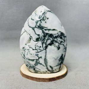 Decorative Figurines Natural Stone Moss Agate Geode Free Form Witchcraft Meditation Altar Home Spiritual Decoration Gift Crystal With