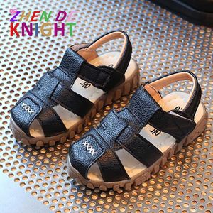 Sandals Leather Sandals Boys 2022 100 Soft Leather In Summer The New Boys and Girls Children Beach Shoes Kids Sport Sandals Princess Z0225