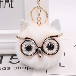 H￥rbollh￤nge Key Chains Gretel Owl Plush Key Ring Imitation Rabbit Hair Ball Bag Pendant P￤lsbil Pendant